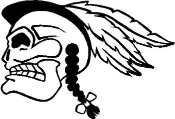 350x239 Indian Skull, With Feathers, Vinyl Cut Decal