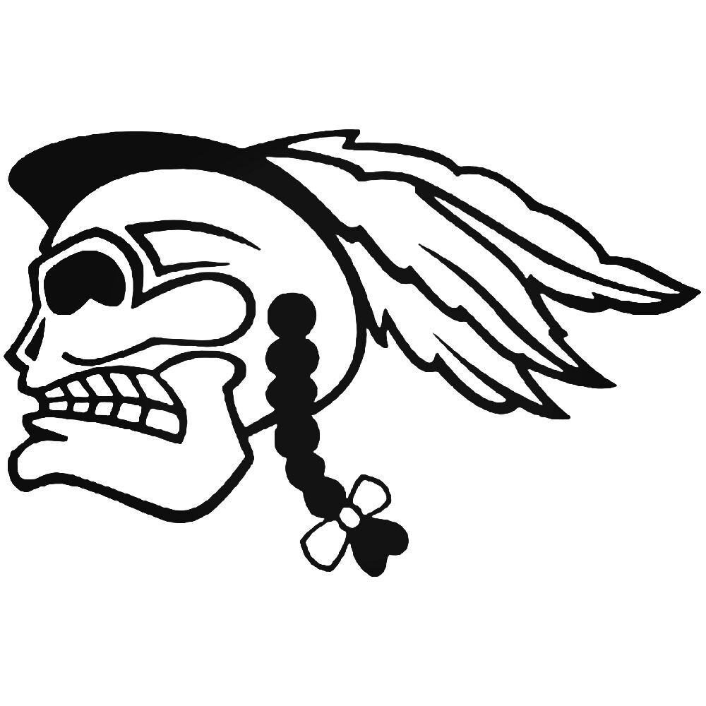 1000x1000 Mohawk Indian Skull Vinyl Decal Sticker