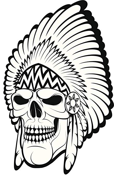439x679 Scary Native American Indian Skull With Feather