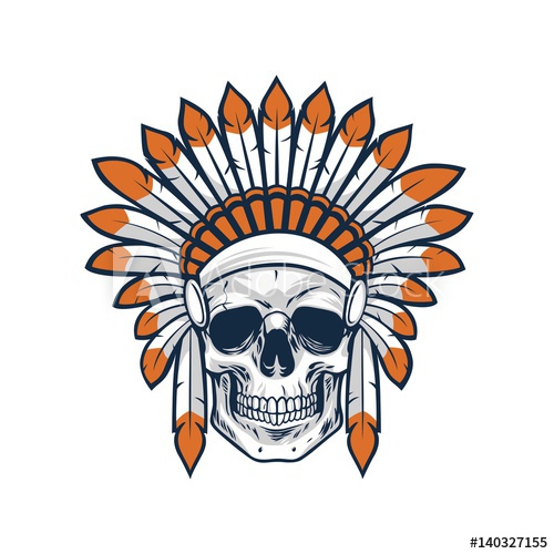 500x500 Skull Of Native Indian American Warrior