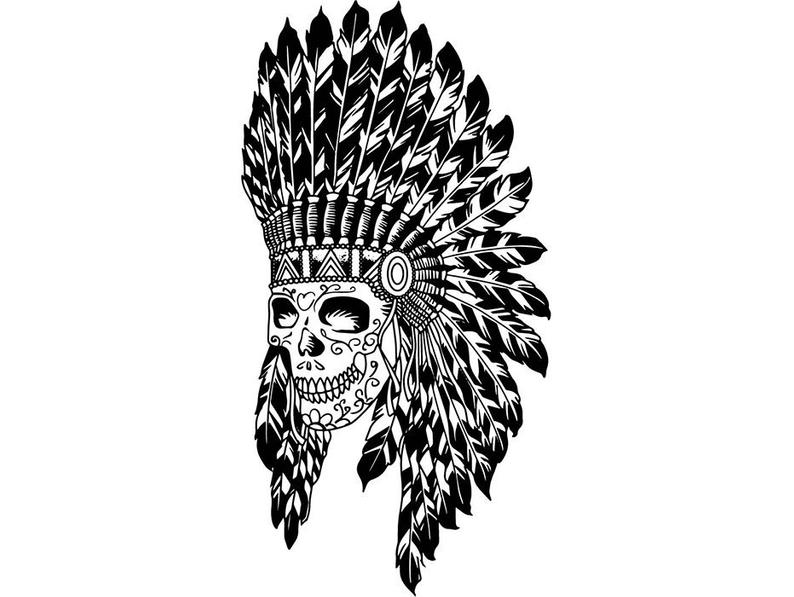 794x597 Cherokee Indian Skull Native Traditional Mascot Feather Etsy
