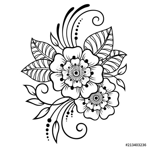 500x500 Mehndi Flower Pattern For Henna Drawing And Tattoo Decoration