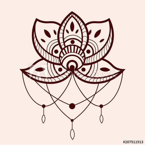 500x500 Mehndi Traditional Indian Ethnic Symbol With Flower Good