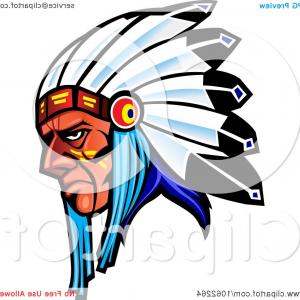 300x300 Native American Indian Apache Skull With Feather Headdress Vector