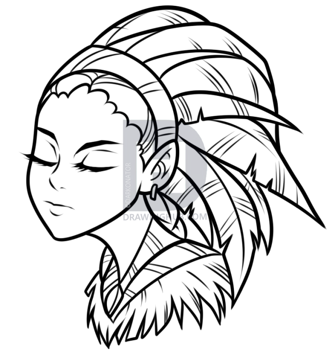 686x720 Indian Chief Drawing Lesson, Step