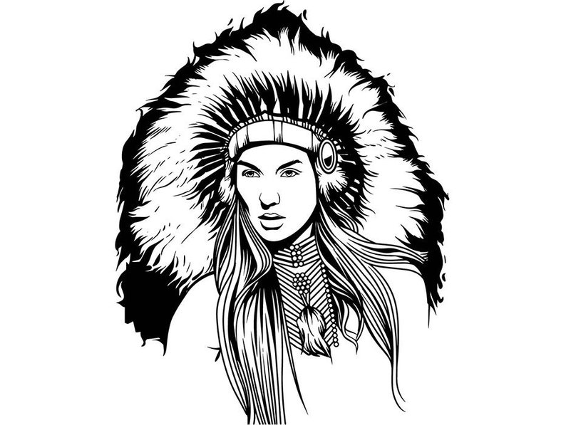 794x597 Indian Woman Headdress Mascot Native Traditional American Etsy