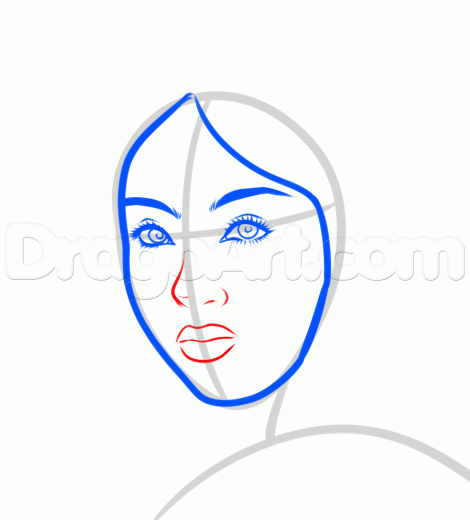 470x520 Learn How To Draw An Indian Woman, Faces, People, Free Step