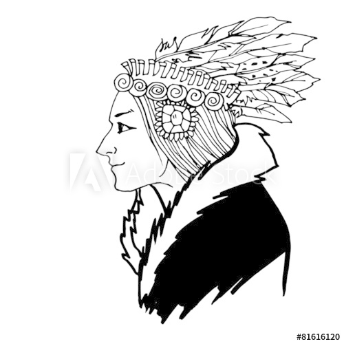 500x500 Woman American Indian Sketch