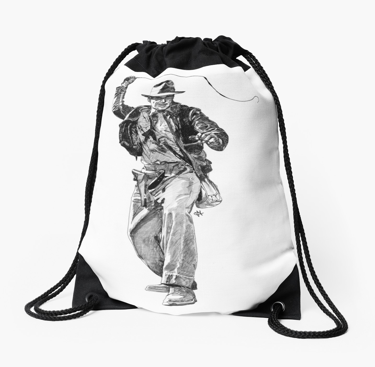1435x1404 Indiana Jones Hand Drawing Drawstring Bag