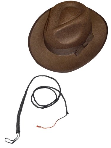 375x500 Smiffys Indiana Jones Brown Explorer Hat And Bull Whip