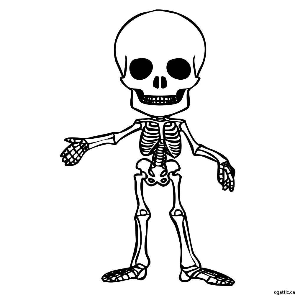 1000x1000 Cartoon Skeleton Drawing In Steps With Photoshop
