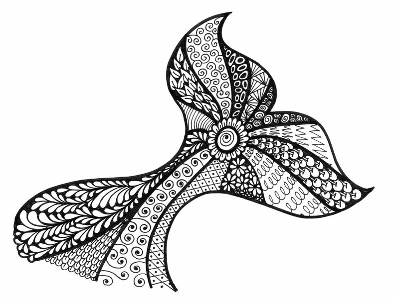 794x613 Whale Tail Zentangle Doodle Print For Download Etsy