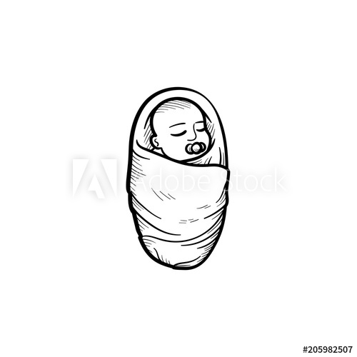 500x500 swaddled baby infant hand drawn outline doodle icon newborn child