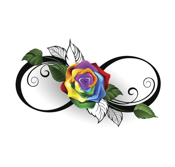 600x574 Infinity Symbol With Rainbow Rose Art Print