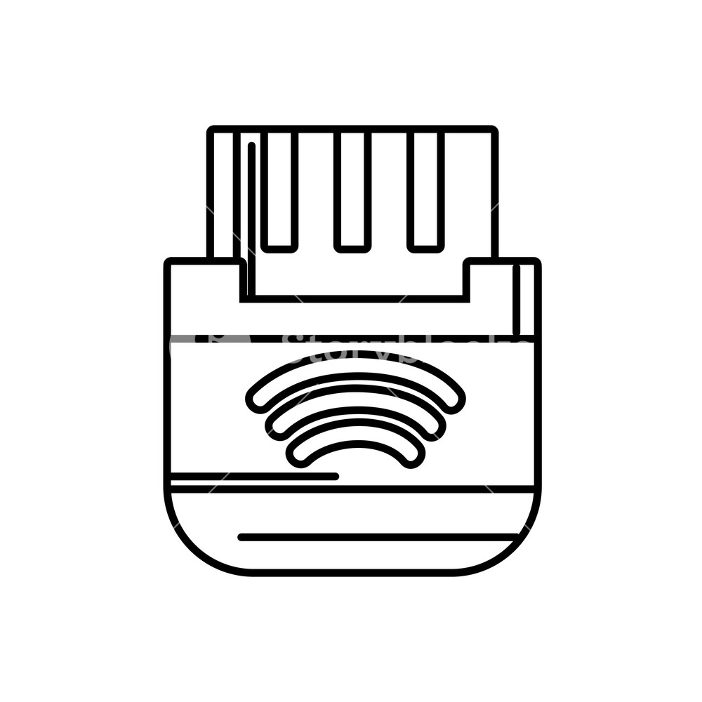 1000x1000 Line Usb Memory Technology To Save Data Information Vector