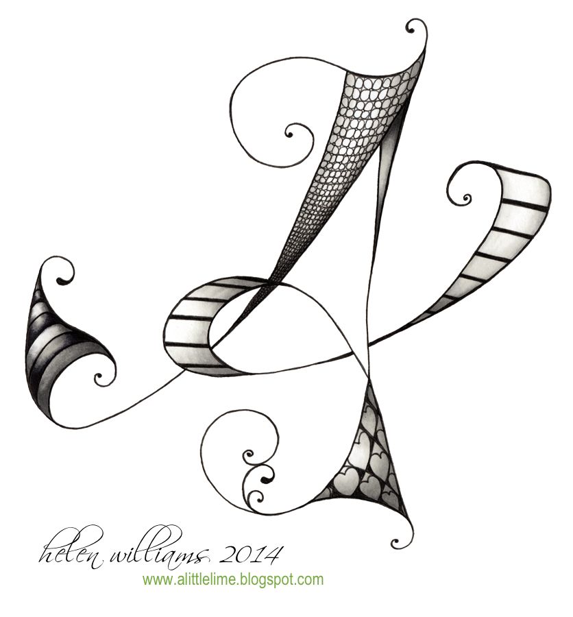 836x900 initial a tangled lettering calligraphy lettering, doodle