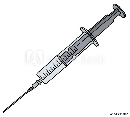500x450 Syringe Hand Drawing, Vector Illustration