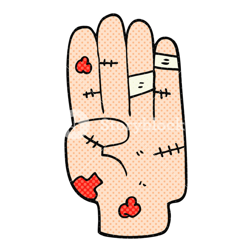 1000x1000 Freehand Drawn Cartoon Injured Hand Royalty Free Stock Image