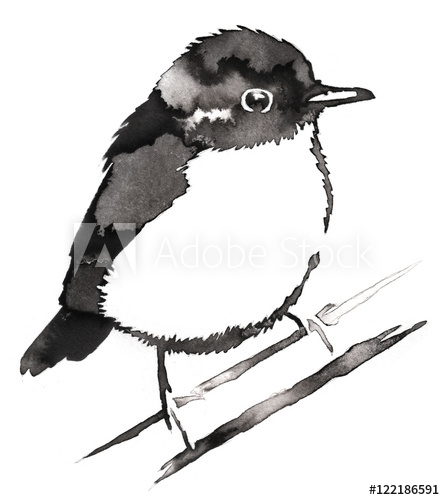 445x500 Black And White Monochrome Painting With Water And Ink Draw