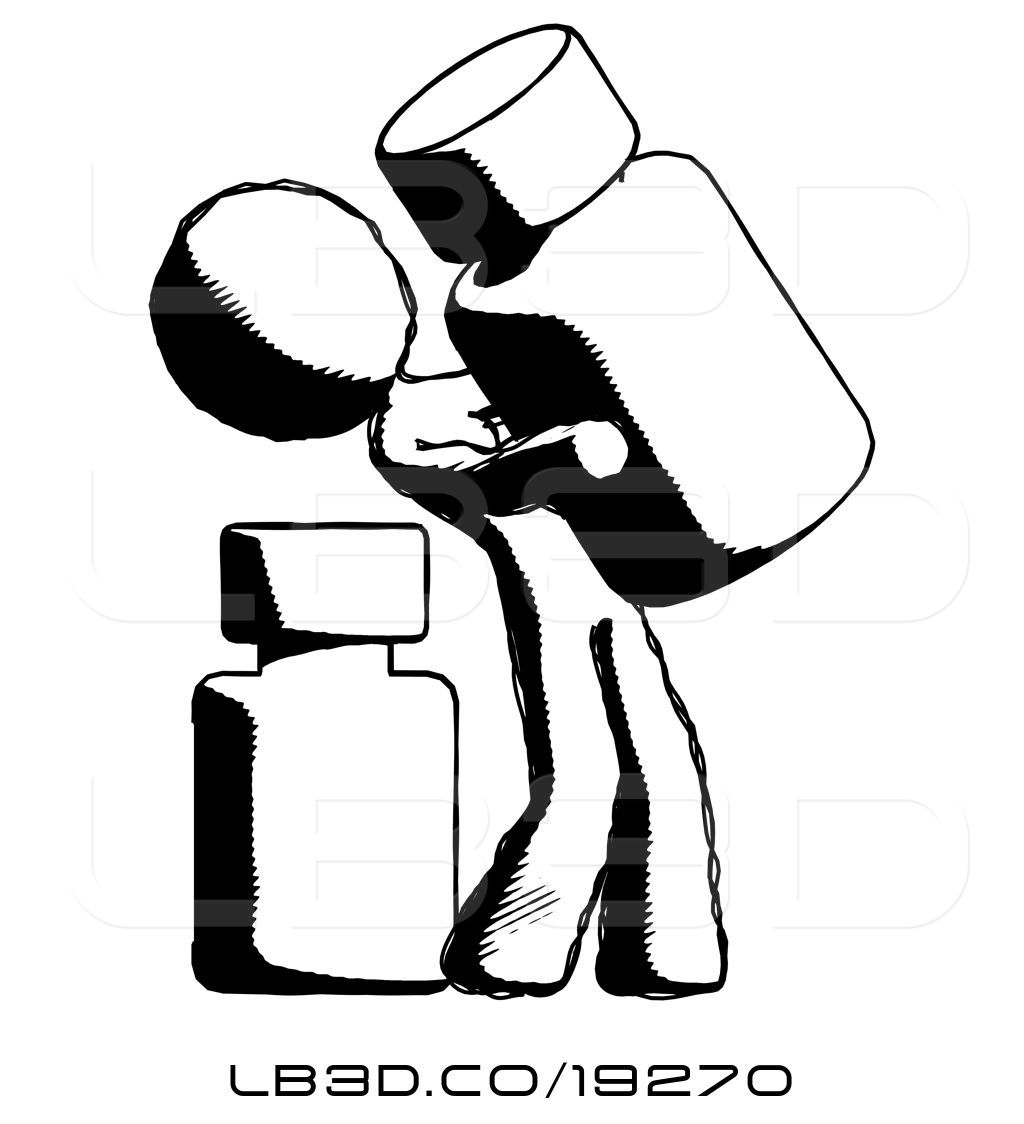 1024x1124 Illustration Of Ink Design Mascot Lady Holding Large White