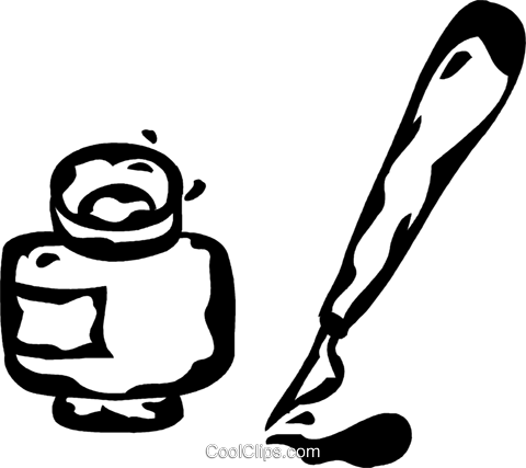 480x427 Fountain Pen With A Ink Bottle Royalty Free Vector Clip Art