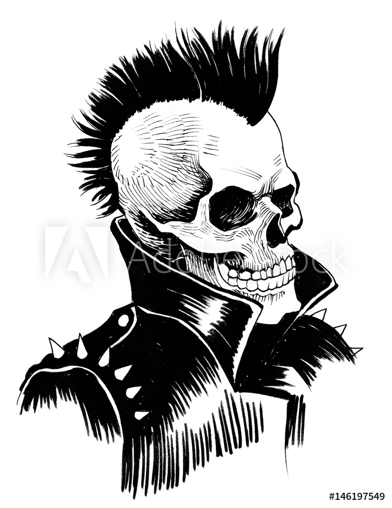772x1000 Fotografie, Obraz Punk Is Dead Ink Drawing Of A Dead Punk
