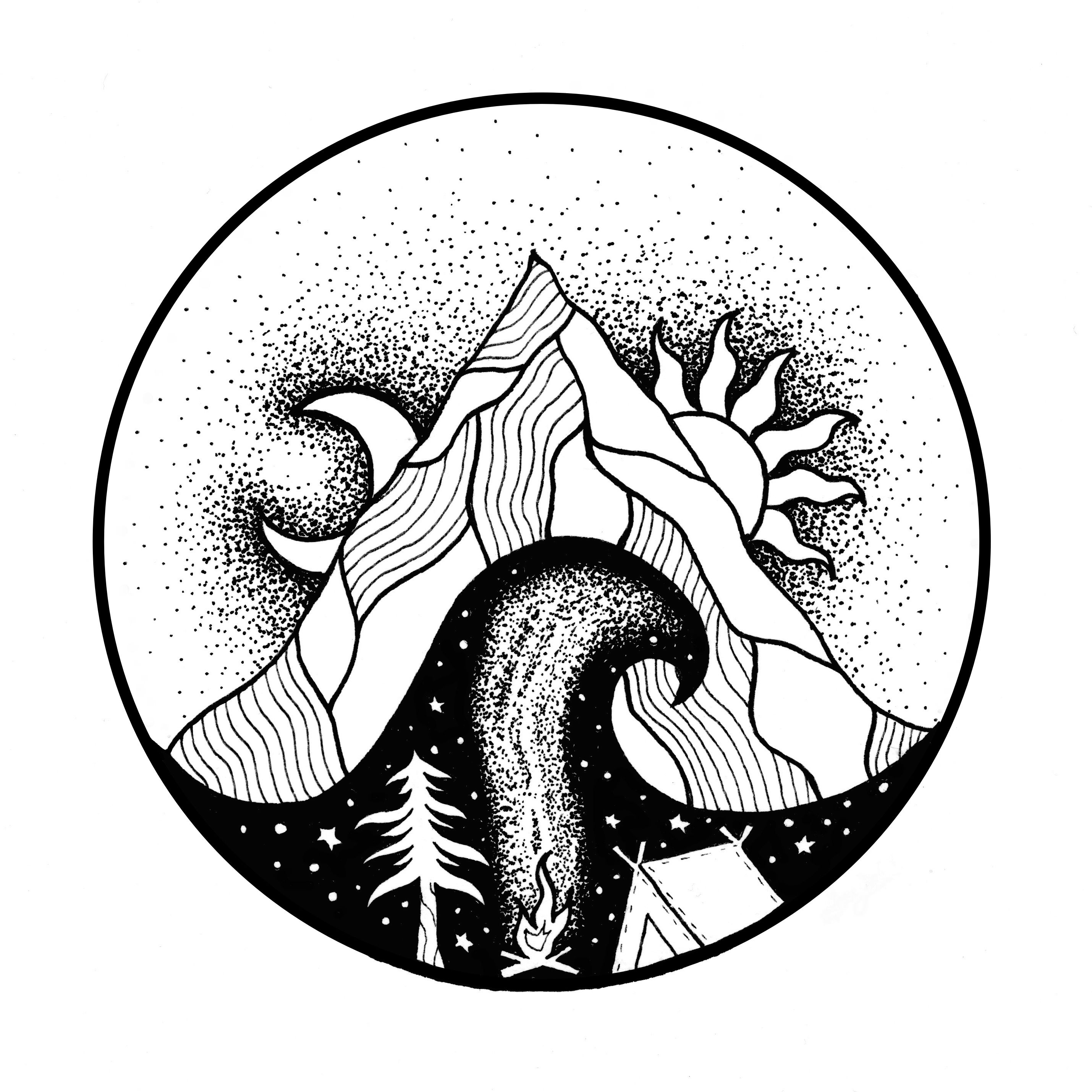 2859x2859 Pacific Northwest Vinyl Sticker And Art Print Black Pen And Ink