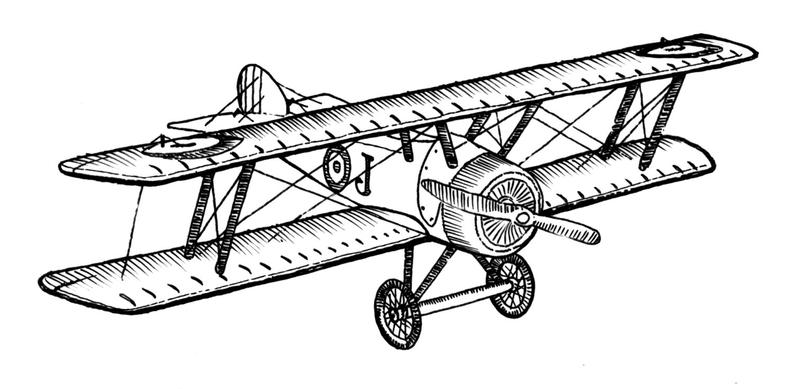 794x389 biplane style vintage airplane ink drawing clipart ready for etsy
