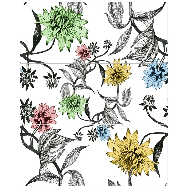 800x800 East Urban Home 'hand Drawn Summer Flowers' Drawing Print Multi