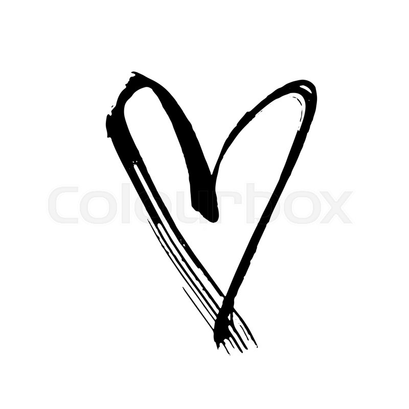 800x800 Grunge Hand Drawn Ink Heart Valentine Stock Vector Colourbox