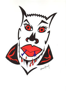 218x300 Original Art Signed Ink Drawing Oriental Portrait