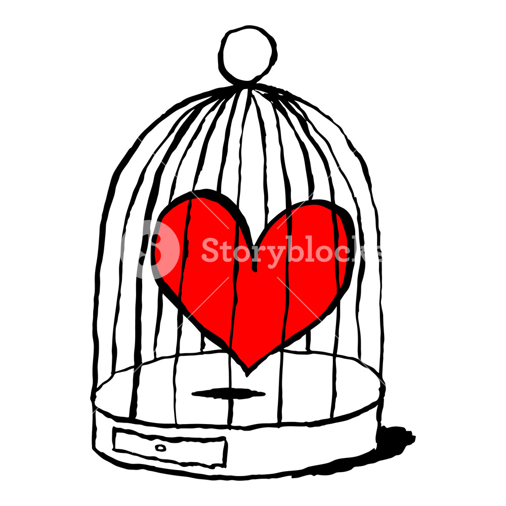 1000x1000 Red Heart Is Sad In Cage For Birds Funny And Amusing Greeting
