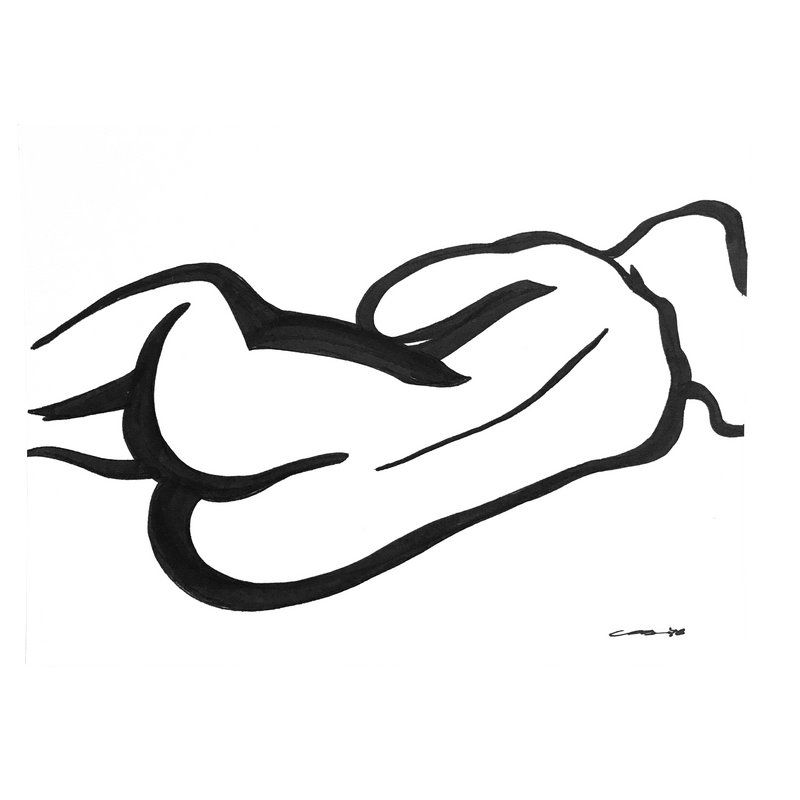 800x800 Minimalist Original Pen Ink Drawing Sleeping Lady Iii