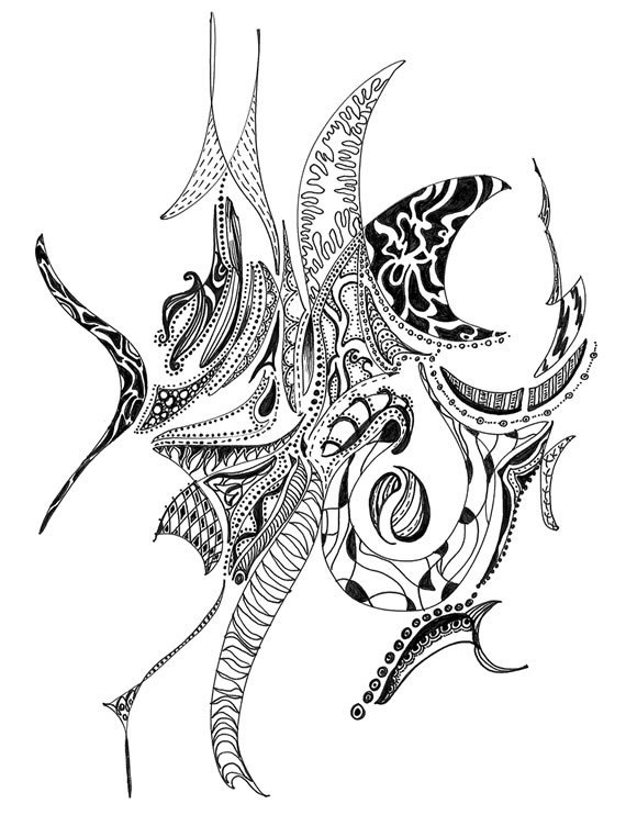 570x742 Black Ink Drawing Digital Print Printed On Lb Matte