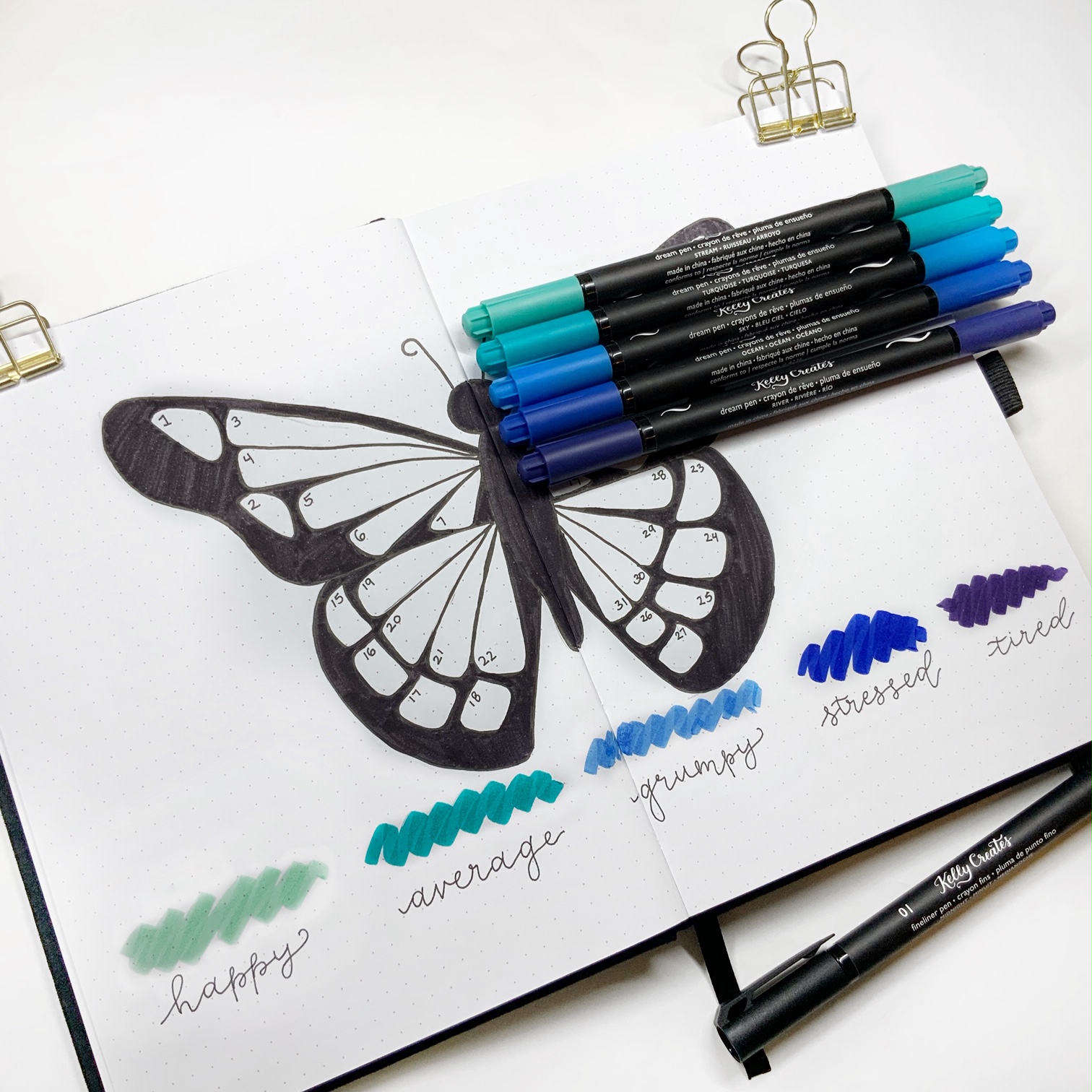 1512x1512 beautiful butterfly mood tracker for your journal kelly creates
