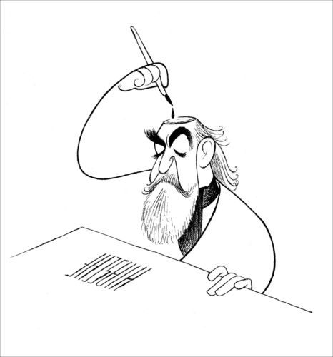 466x500 Al Hirschfeld Hand Signed Self Portrait As An Inkwell Artist