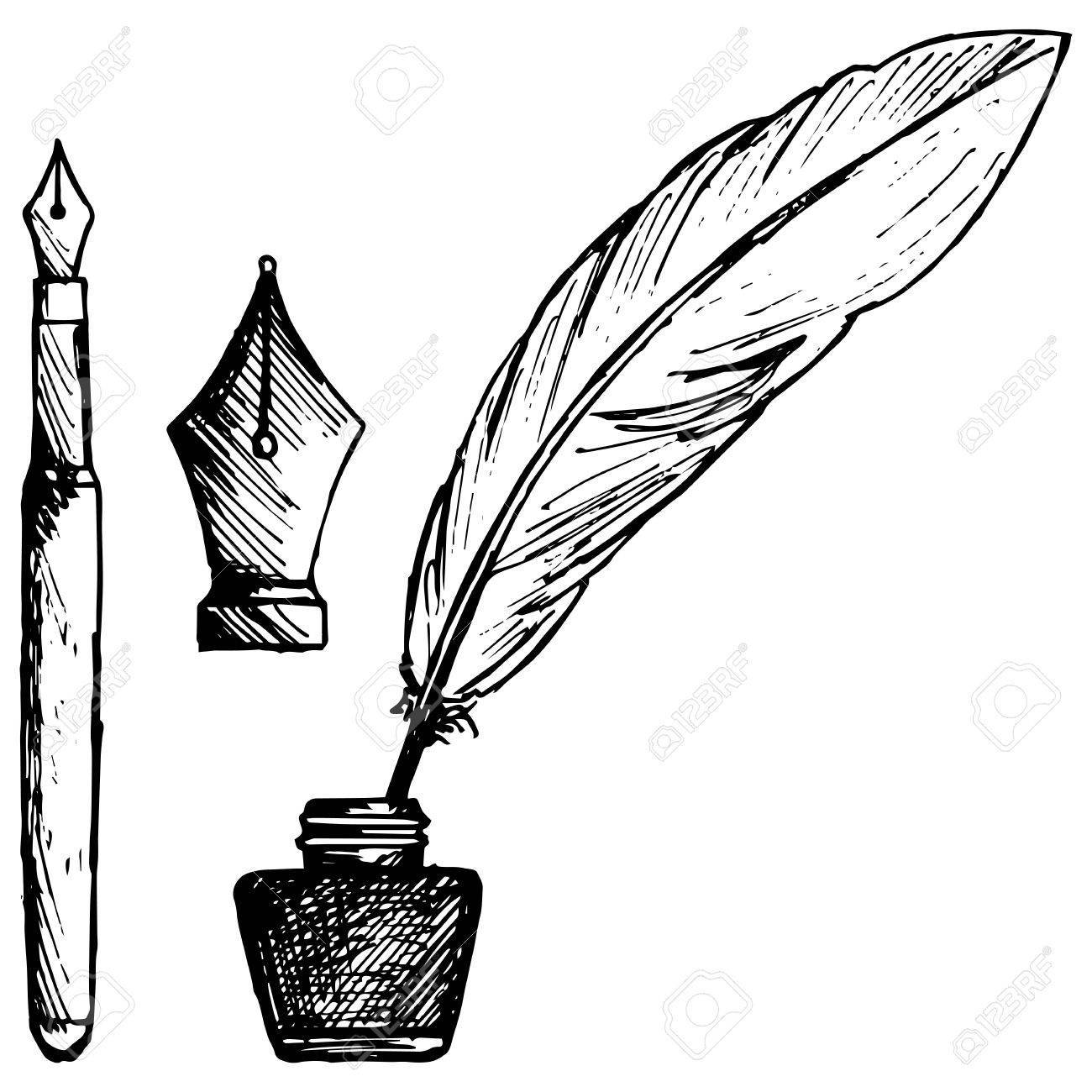 1300x1300 Ancient Pen, Inkwell And Old Ink Pen Clipart Portal
