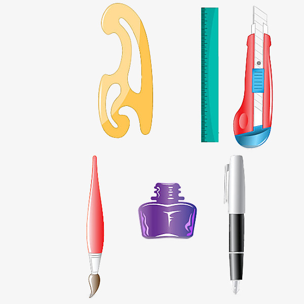 600x600 Cartoon Drawing Tools, Drawing Tools, Circle Template, Inkwell Png