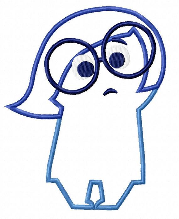 570x698 Sadness Inside Out Cartoon Embroidery Machine Applique Etsy