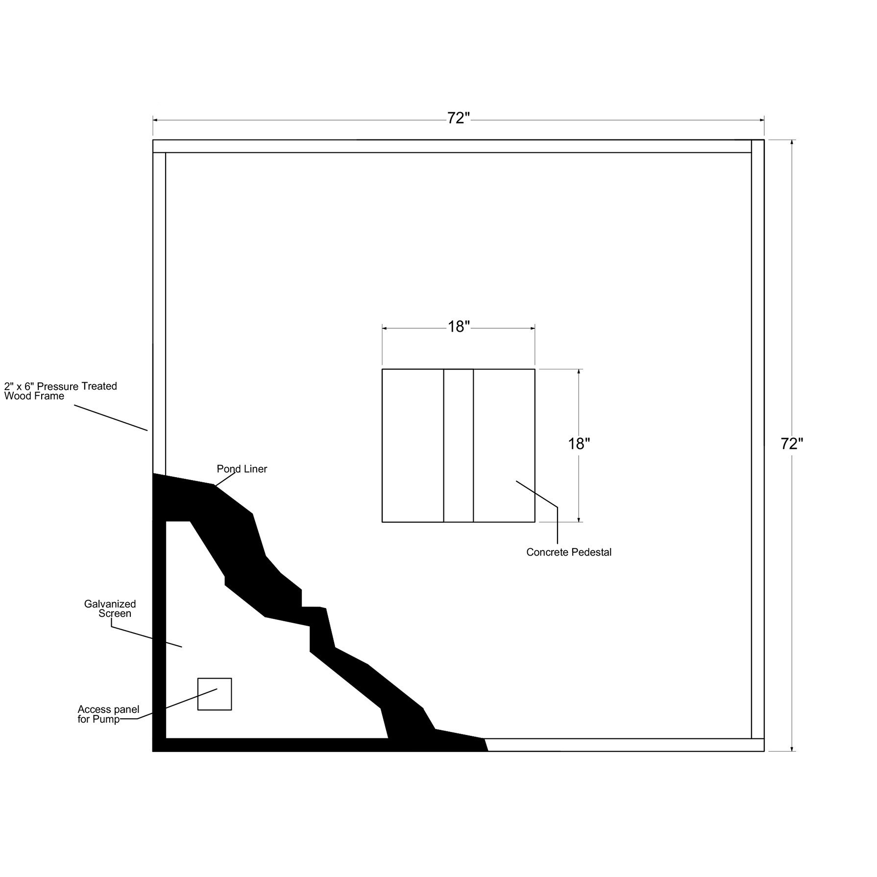 1790x1790 Fountain Installation Kit Stone Forest