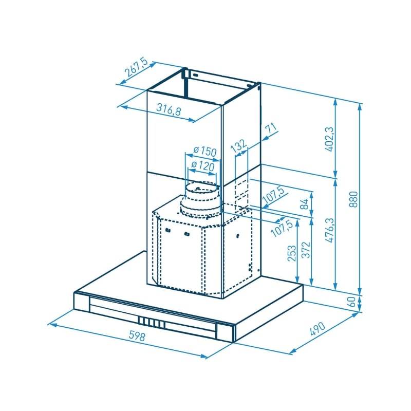 800x800 grundig wall mounted cooker hood gdk bxb