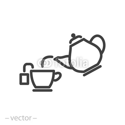 400x400 Tea Brew Instruction, Line Drawing, Tea Symbol, Linear Sign Vector