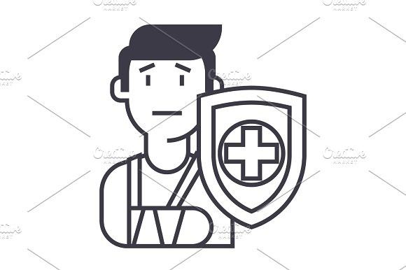 580x386 Life Insurance Vector Line Icon, Sign, Illustration On Background
