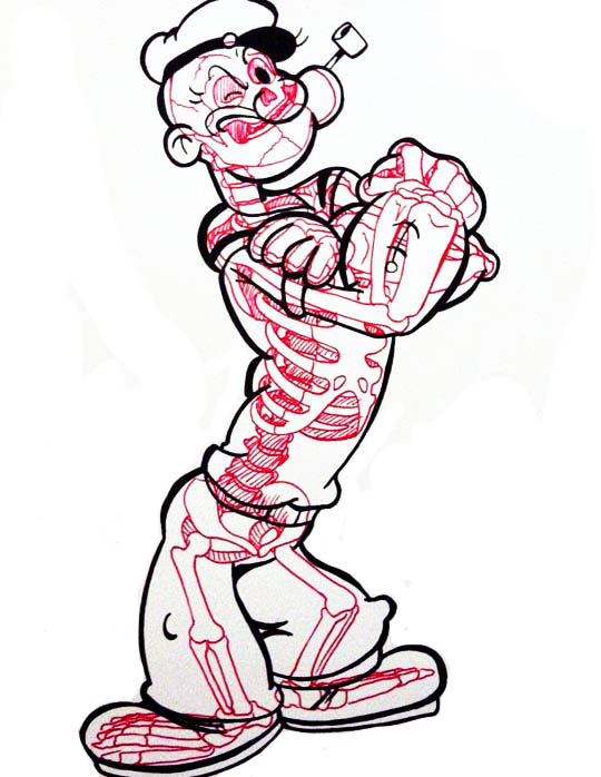 540x698 X Ray Drawings Of Famous Cartoon Characters Sneakhype