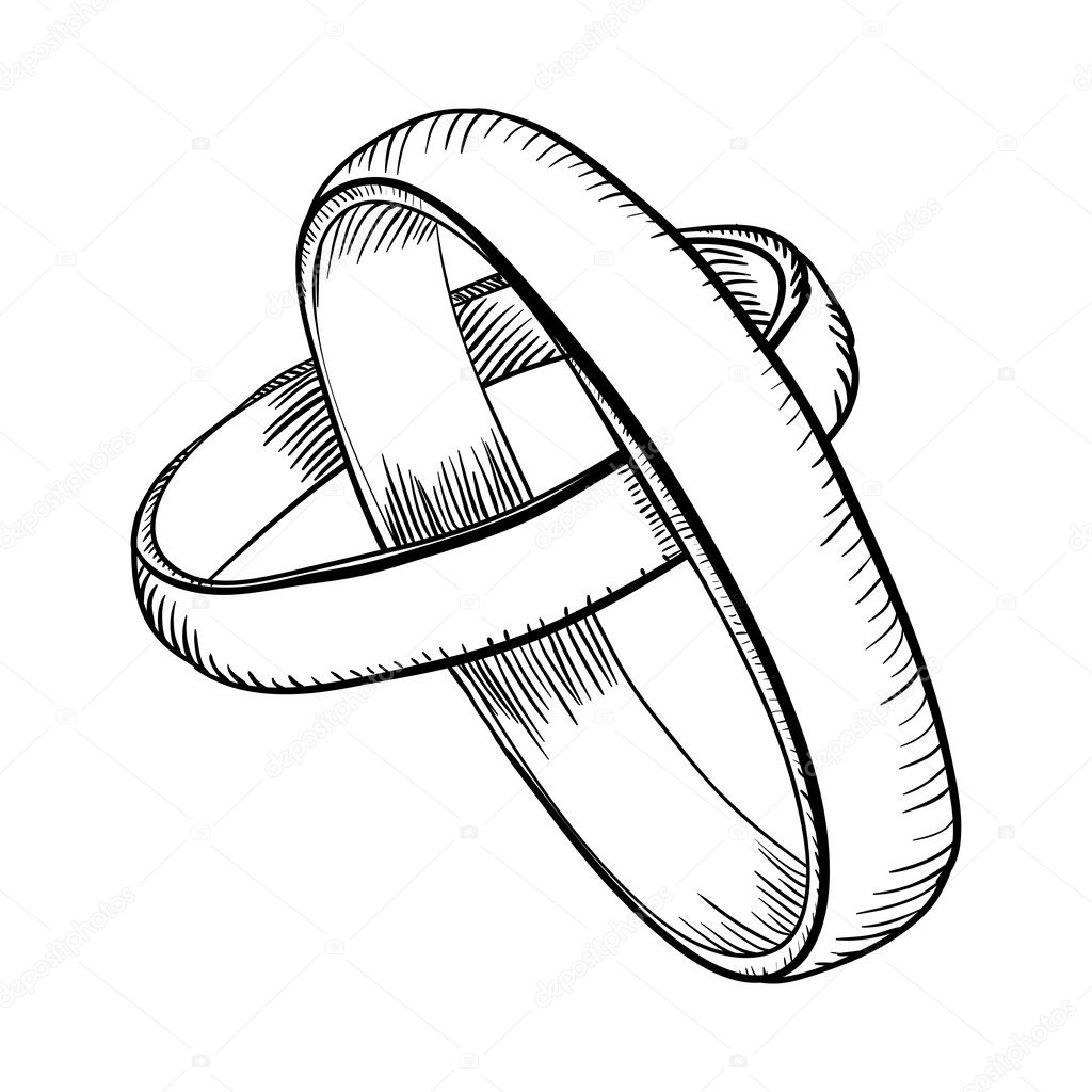 Interlocking Wedding Rings Drawing