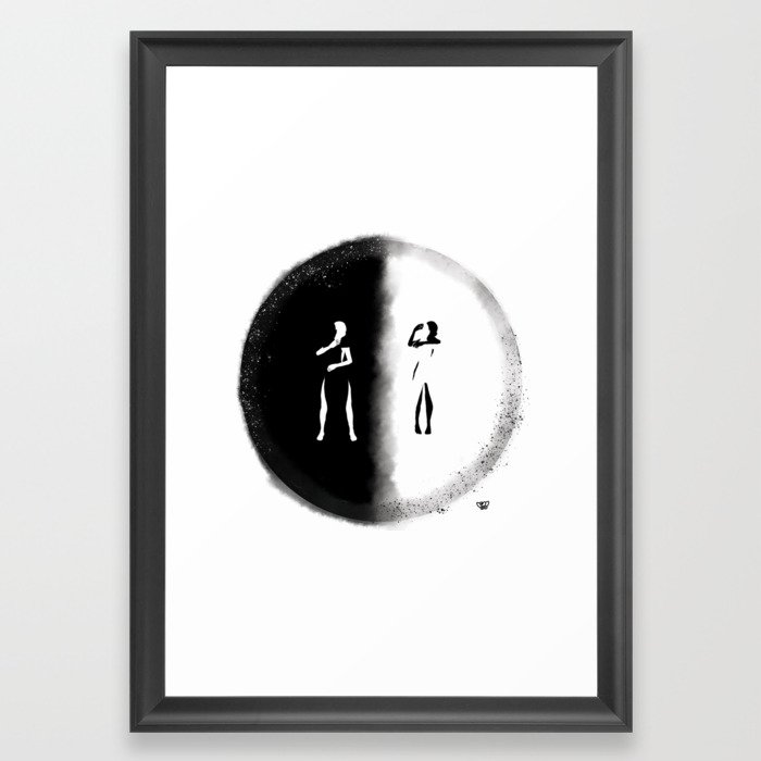 700x700 interracial couple hug framed art print