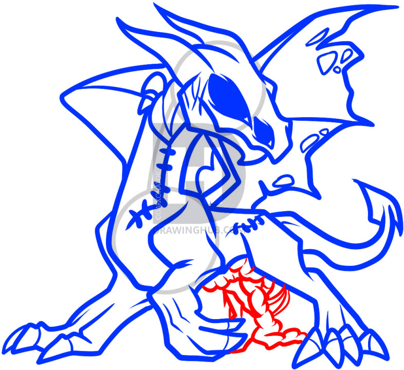 786x720 How To Draw A Zombie Dragon, Zombie Dragon, Step
