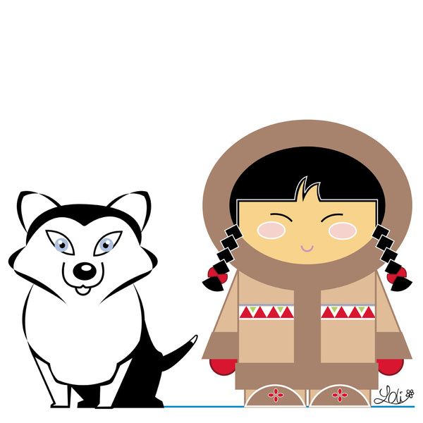 600x600 little inuit art print