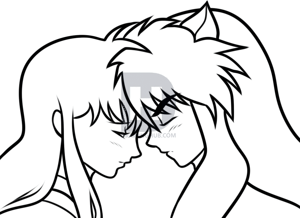 991x720 How To Draw Inuyasha And Kagome, Step