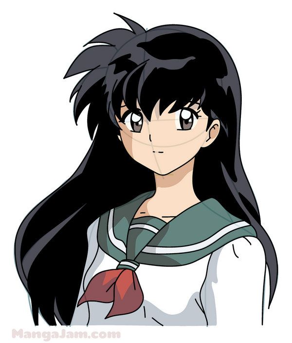 600x703 How To Draw Kagome From Inuyasha Step